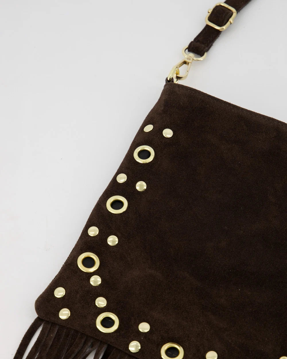 Indigo - Suede - Crossbody tassen - Donkerbruin - 67 - Goudkleurig